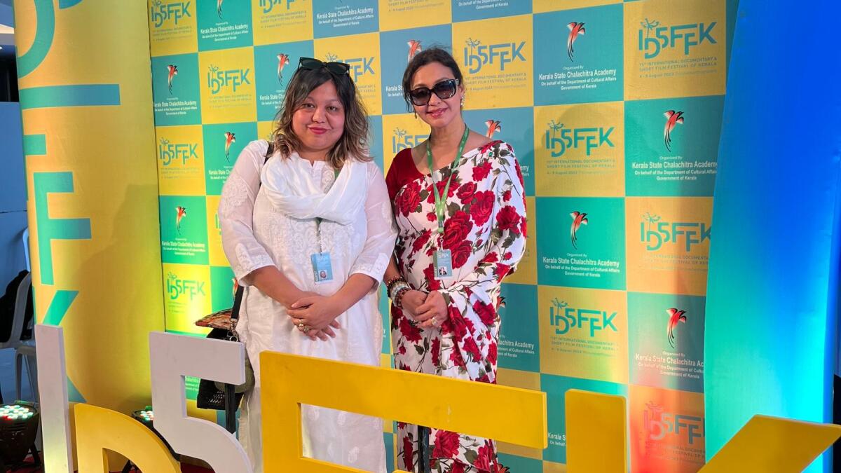 Jani Vishwanath (right) with National Award-winning Indian filmmaker Meena Longjam, at the International Documentary and Short Film Festival of Kerala (IDSFFK)