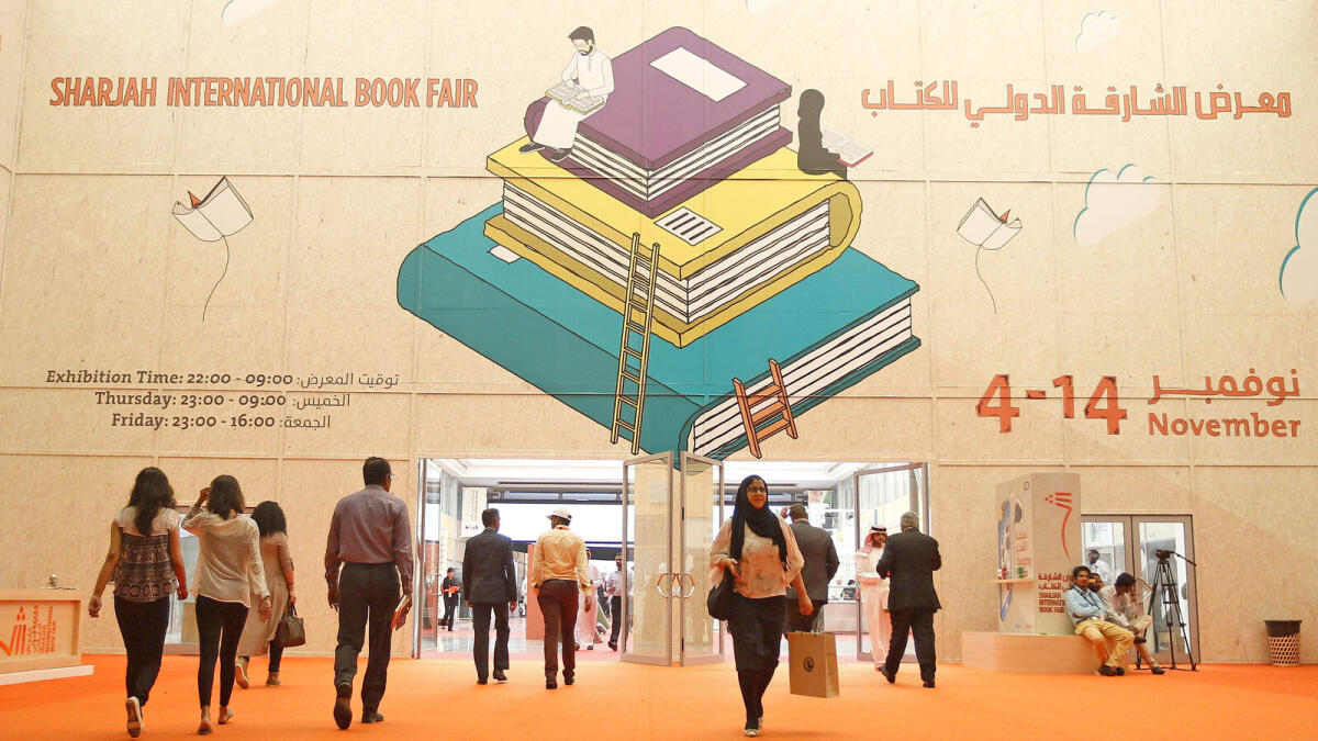 Visitors at the Shajrah international Book fair 2015 taking place at the expo center in Sharjah.– Photo by M.Sajjad/Khaleej Times