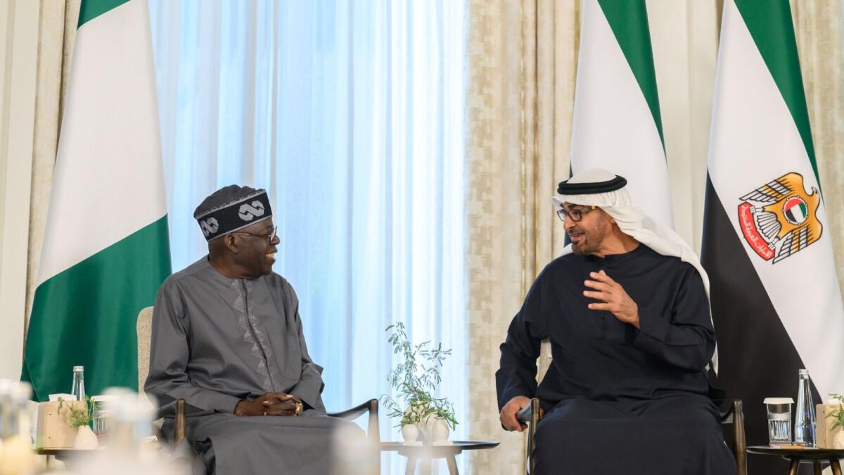 The President, His Highness Sheikh Mohamed bin Zayed Al Nahyan, on Monday met with Bola Ahmed Tinubu, President of the Federal Republic of Nigeria, who is on a working visit to the UAE.