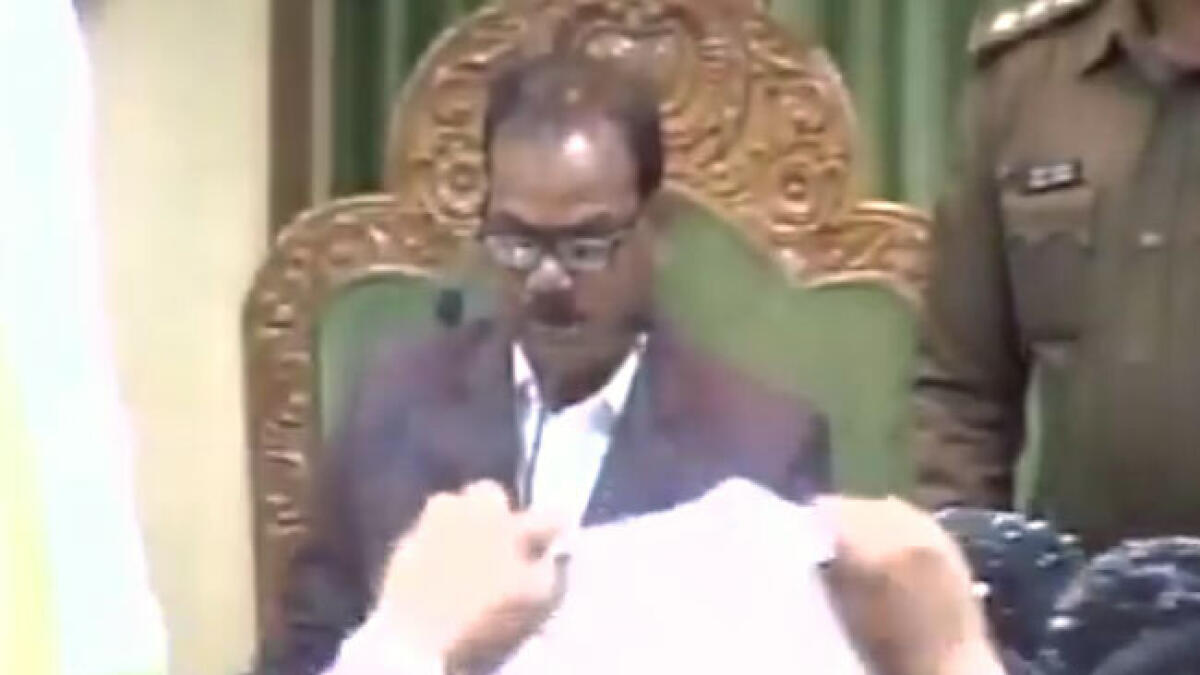 Legislator throws shoe at assembly speaker in India