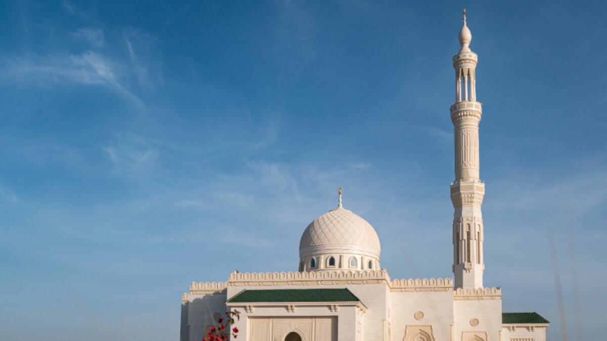 Built on a total area of 1,830 square metres, the mosque is flanked with a 72-metre-tall minaret. The cost of the construction is estimated at Dh21.5 million.