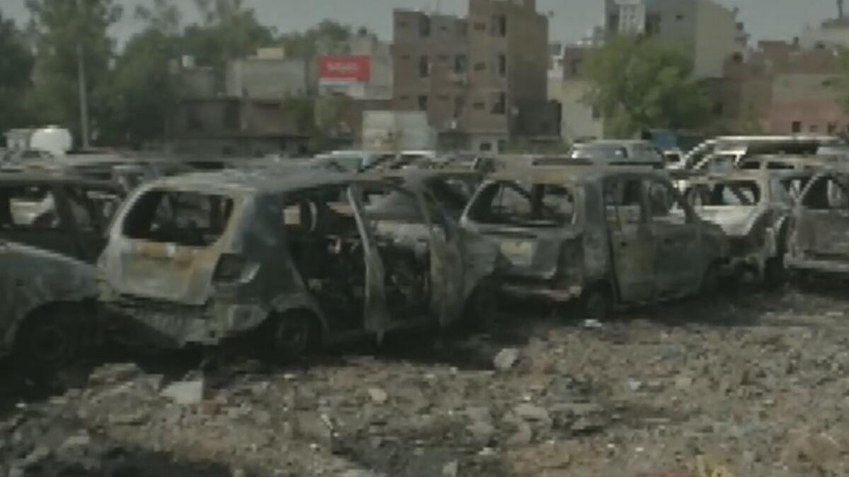50 cars gutted in fire at Delhi police dumping ground