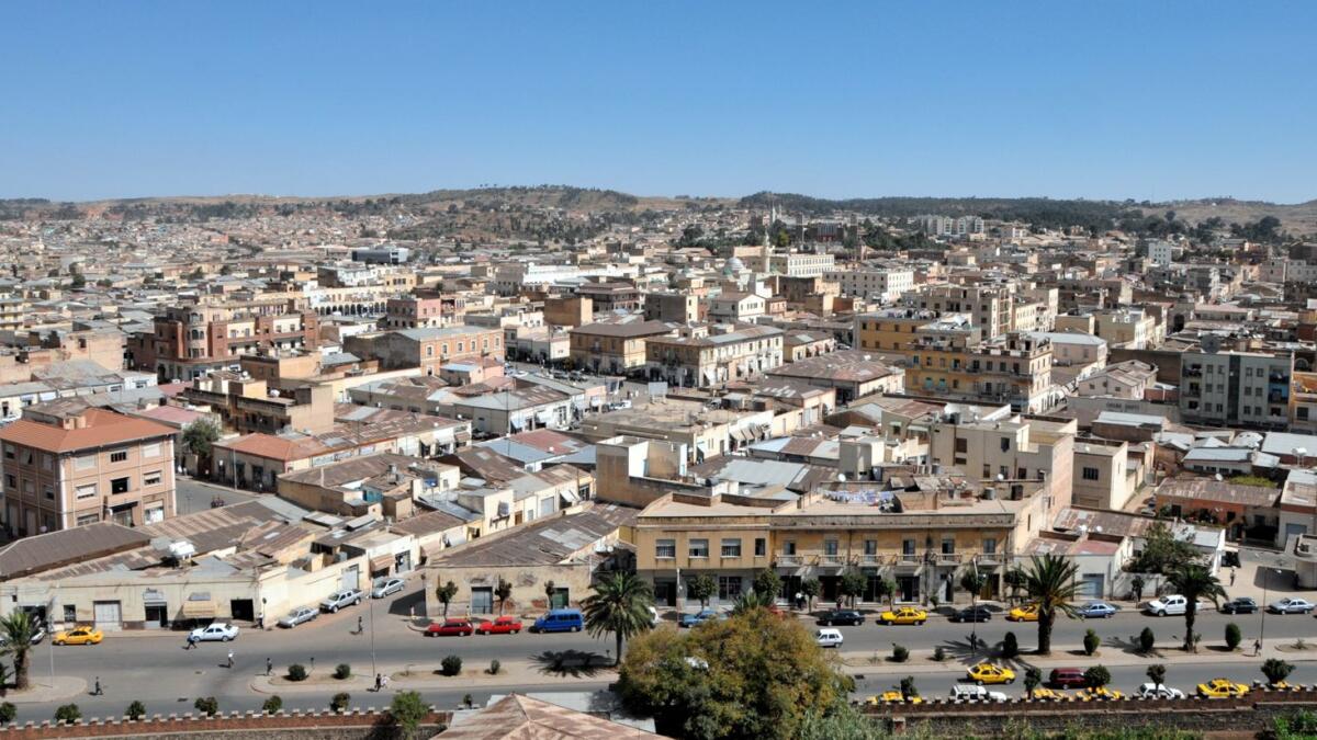 Aerial view to Asmara, the capital of Eritrea