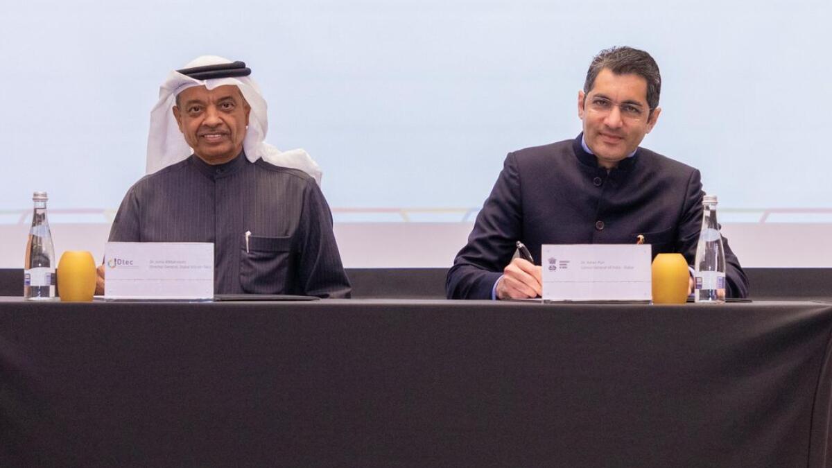Dr Juma Al Matrooshi, director-general, Dubai Silicon Oasis and Dr Aman Puri, consul-general of India in Dubai. — Supplied photo 