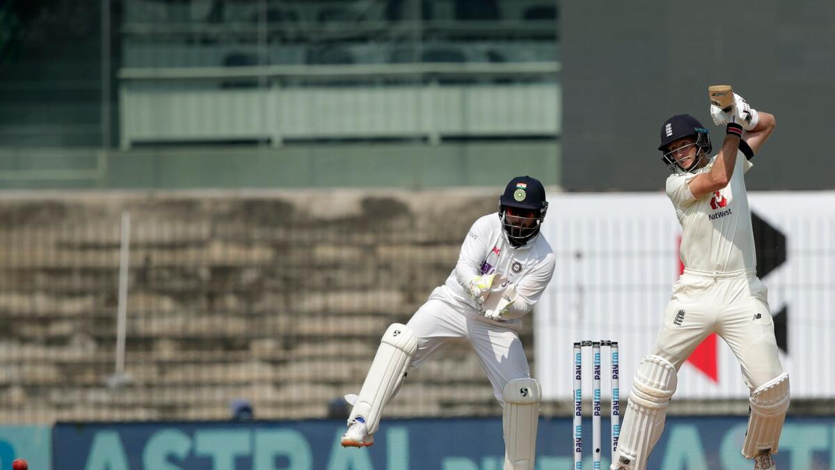 Joe Root plays a shot during the first day of the first Test against India. (BCCI)