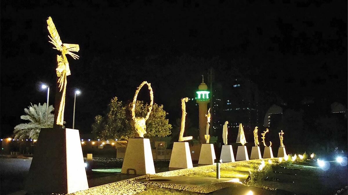Abu Dhabi’s first permanent public art installation comprising nine bronze monuments that represent each letter of ‘tolerance’.— Photo Courtesy: www.guyferrer.com