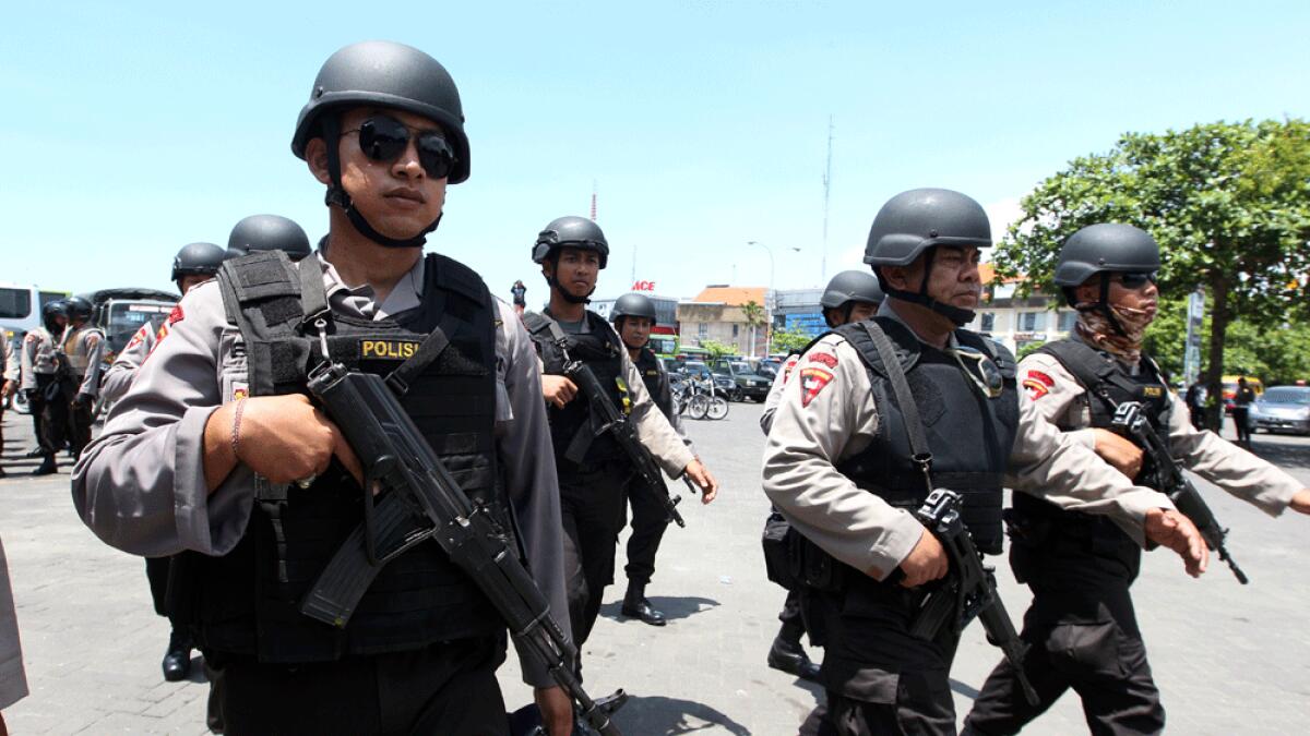 Police officers are being deployed to secure New Year celebrations in Bali, Indonesia.
