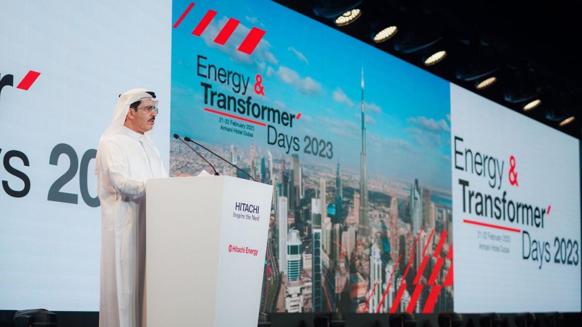 Saeed Mohammed Al Tayer, MD &amp; CEO of Dewa, delivers a keynote speech at Energy &amp; Transformers Days. - Supplied photo