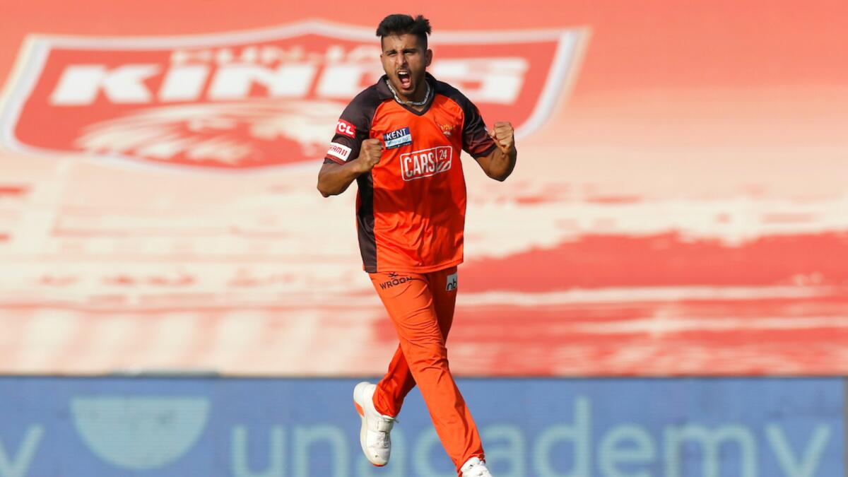 Umran Malik celebrates a wicket. (IPL Twitter)