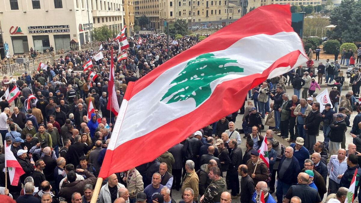 Demonstrators gather during a protest over the deteriorating economic situation, at Riad al-Solh square in Beirut, Lebanon,  March 22, 2023. — Reuters file
