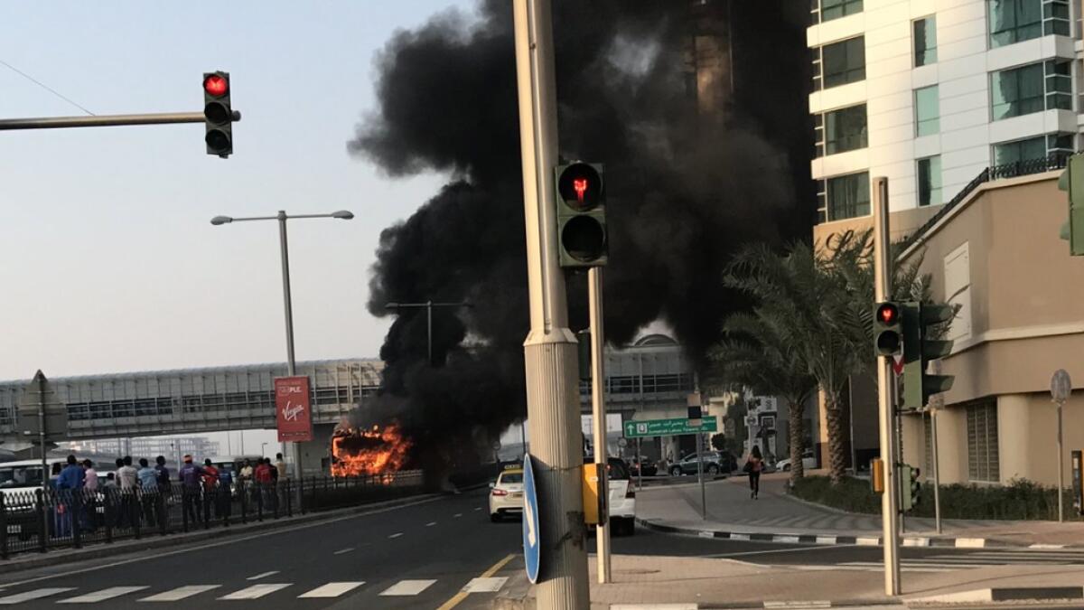 Rapid response: Watch Dubai firemen control Marina bus fire