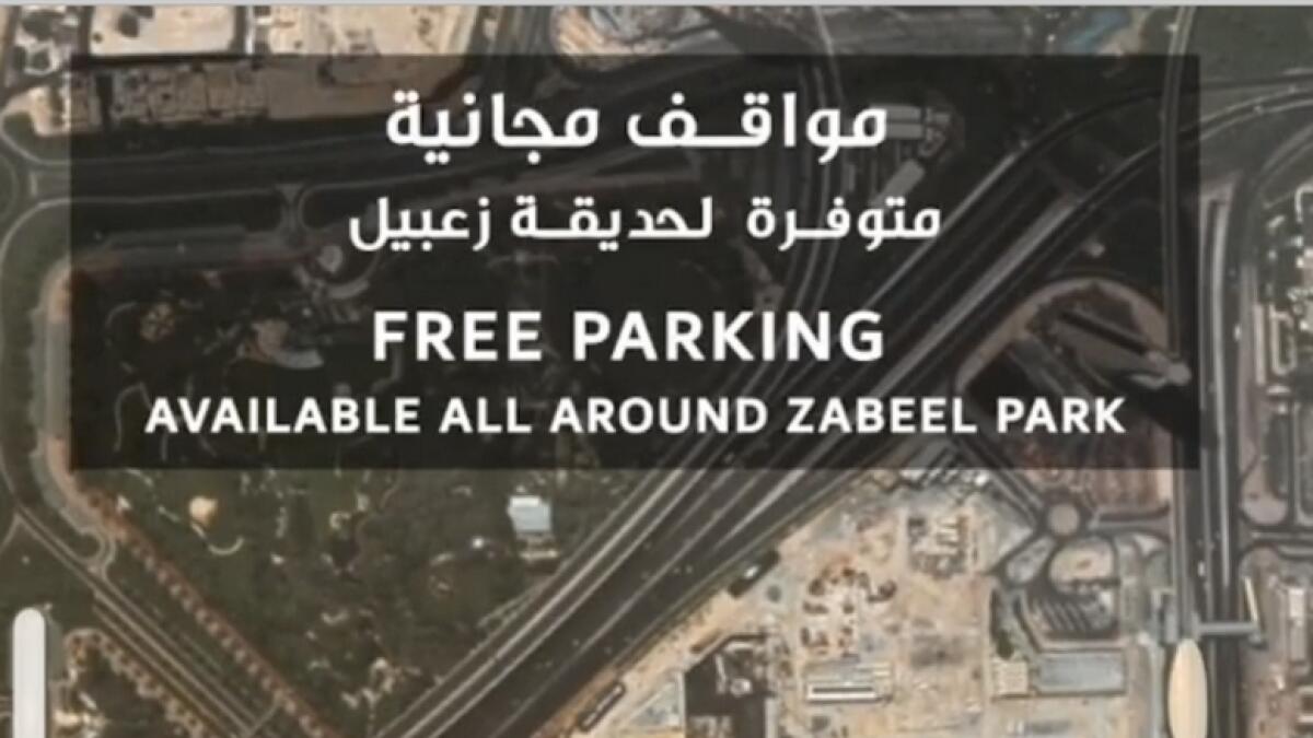 Parking is free all around Zabeel Park.
