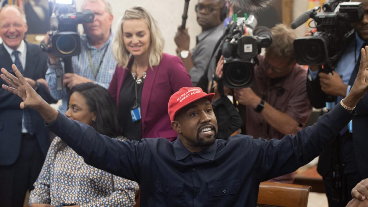 In this file photo Kanye West meets with US President Donald Trump in the Oval Office of the White House in Washington DC. Kanye West, the entertainment mogul who urges listeners in one song to 'reach for the stars, so if you fall, you land on a cloud,' announced SJuly 4, 2020, he is challenging Donald Trump for the US presidency in 2020. Photo:AFP