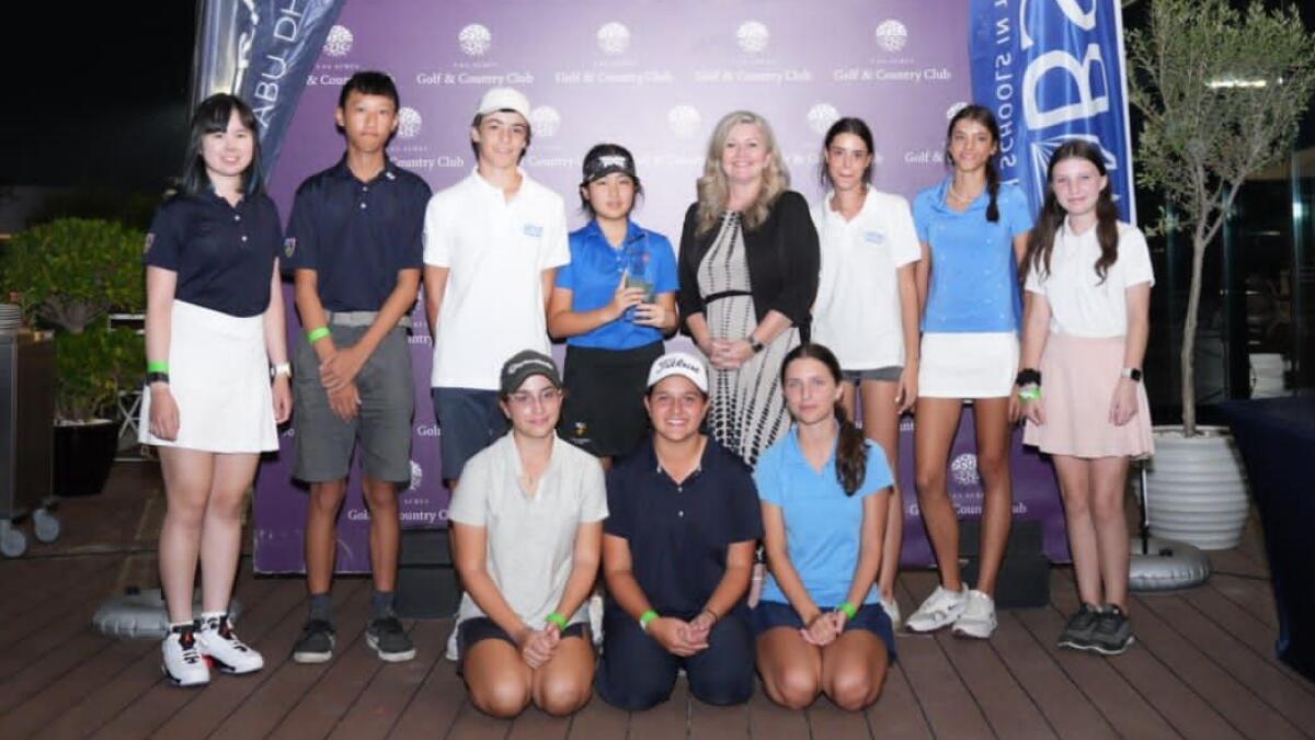 Cranleigh School, Abu Dhabi, winners of the British Schools in the Middle East (BSME) Golf Open held at Yas Acres Golf &amp; Country Club, with School Principal, Tracy Crowder-Cloe. - Supplied photo