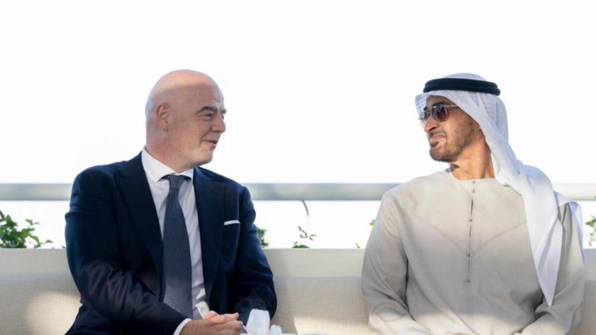 Sheikh Mohamed with Fifa President Gianni Infantino