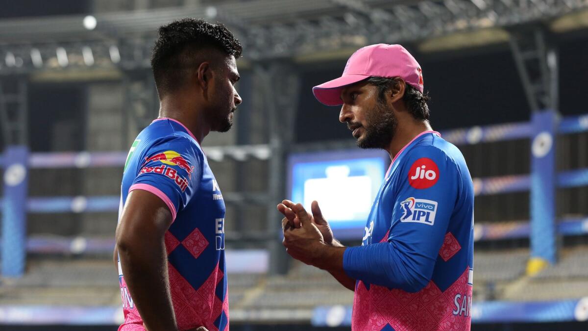 Sanju Samson and Kumar Sangakkara are discussing a strategy. — IPL