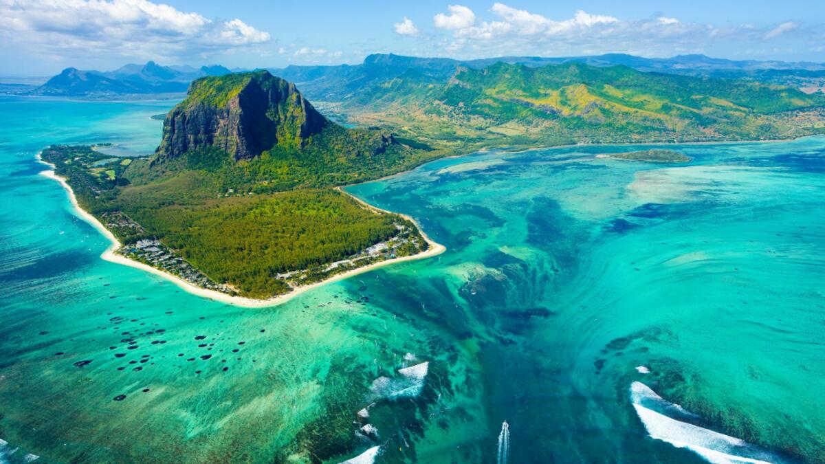 Aerial view of Mauritius including Le Morne Brabant mountain.  Photos courtesy of dnata Travel