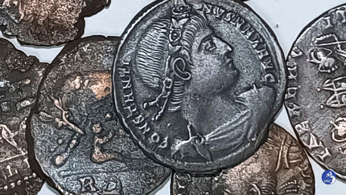 Some of the discovered ancient bronze coins. — AP
