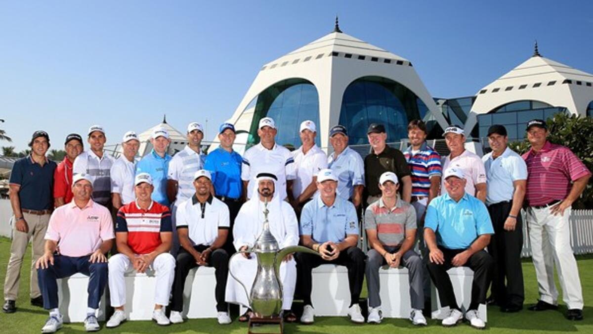 Jose Coceres (second from left back row) with David Howell (seventh from left back row) in the Dubai Desert Classic Champions gallery photo taken at Emirates Golf Club. - Supplied photo