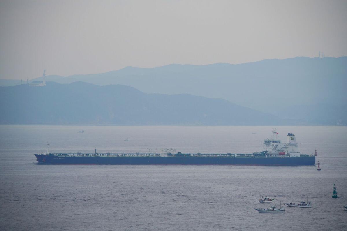 St Nikolas ship X1 oil tanker involved in US-Iran dispute in the Gulf of Oman which state media says was seized is seen in the Tokyo bay, Japan, on October 4, 2020. — Reuters file