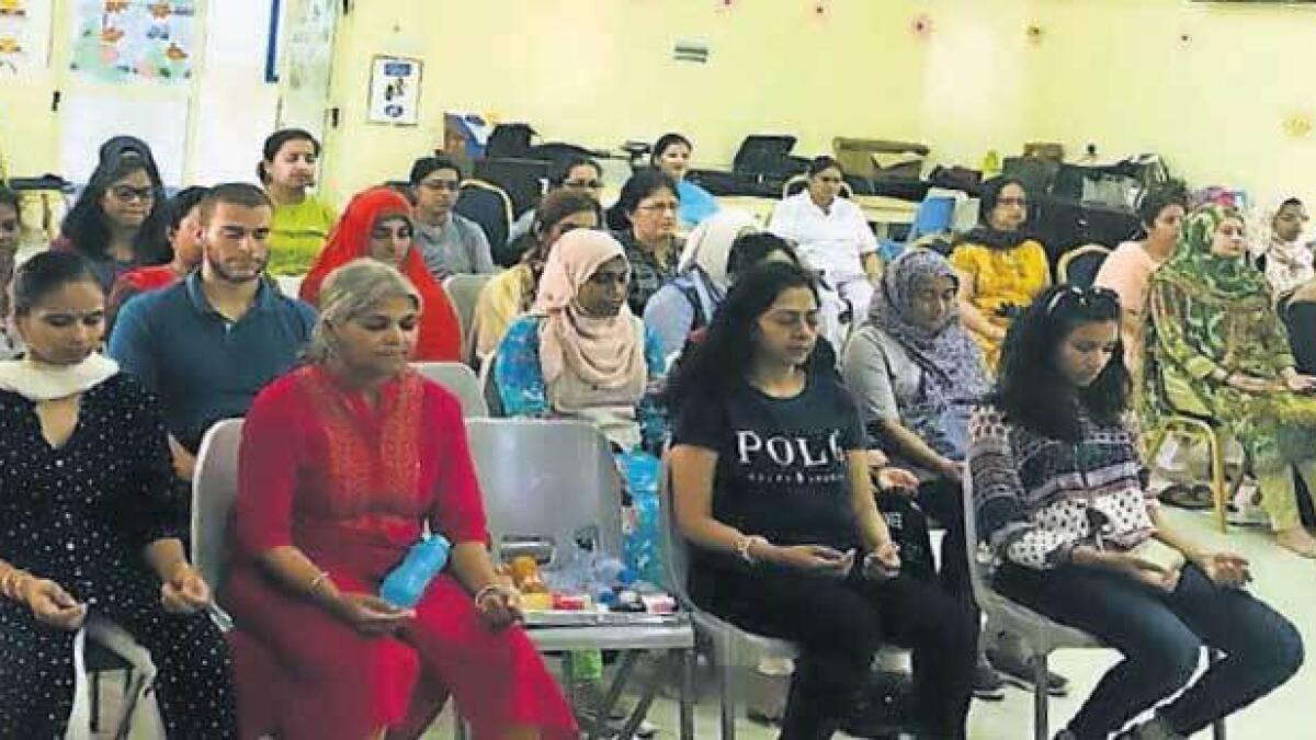 Teachers attend a workshop on Stress-Free Teaching held by International Association for Human Values at Little Flower English School in Dubai on Tuesday. — Supplied photo