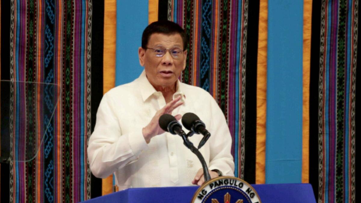 Philippines President Rodrigo Duterte. — Reuters file