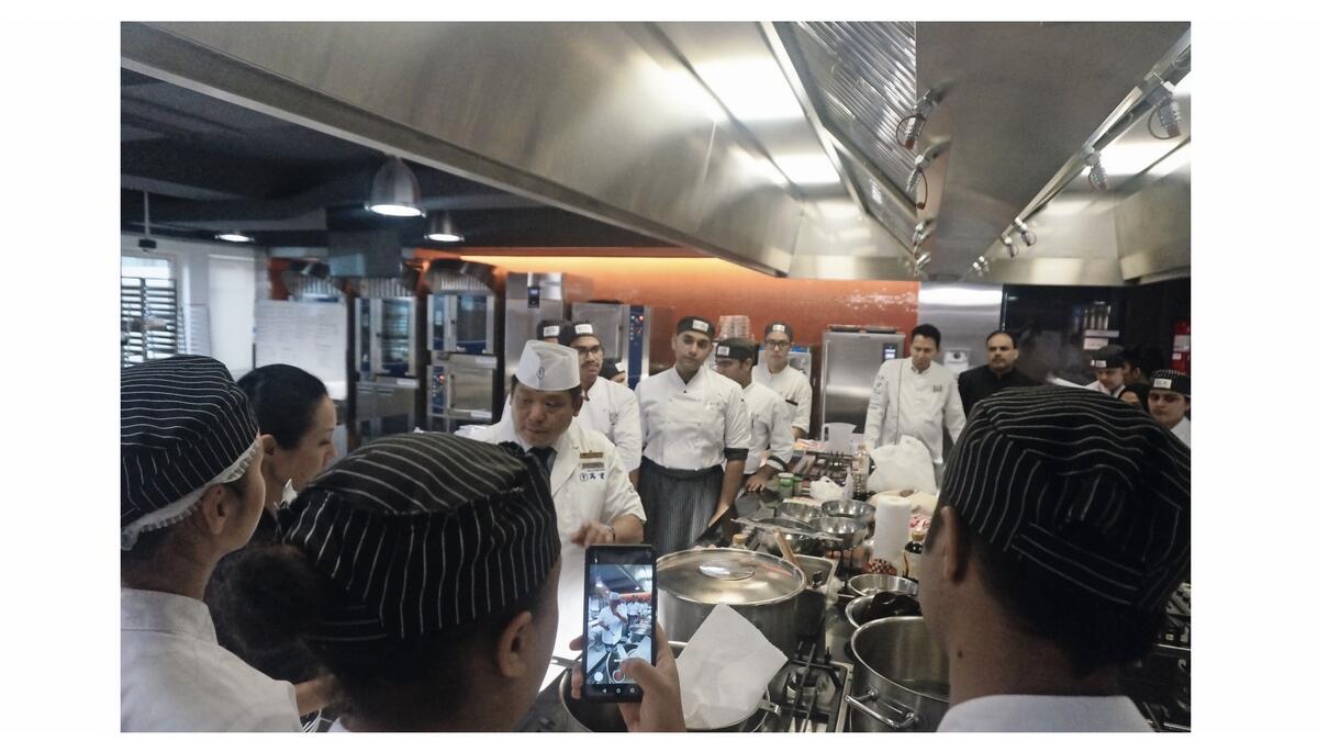Culinary demonstration at the International Centre for Culinary Arts, Dubai.