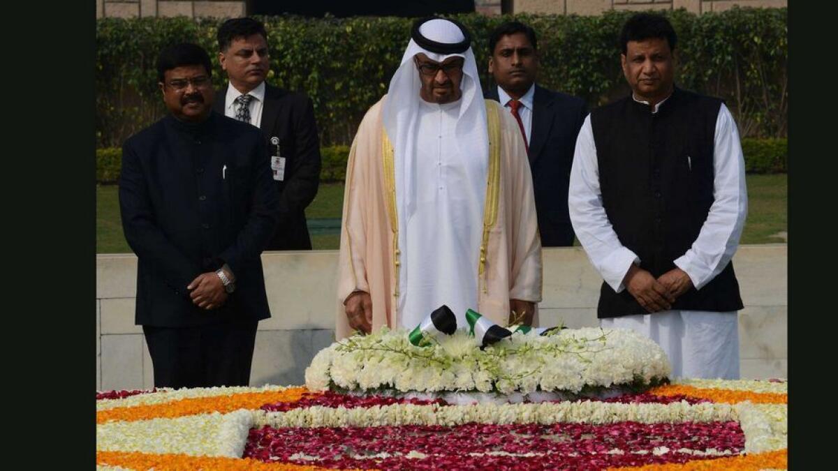 WATCH: Mohammed bin Zayed waters tree planted by late Shaikh Zayed in India