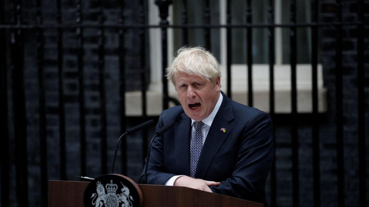 British Prime Minister Boris Johnson makes a statement at Downing Street in London, Britain, July 7, 2022. Photo: Reuters