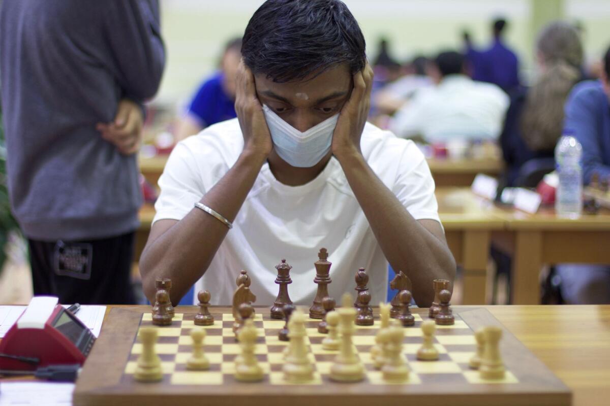 Grandmaster Aravindh Chithambaram at the Dubai Open. (Supplied photo)