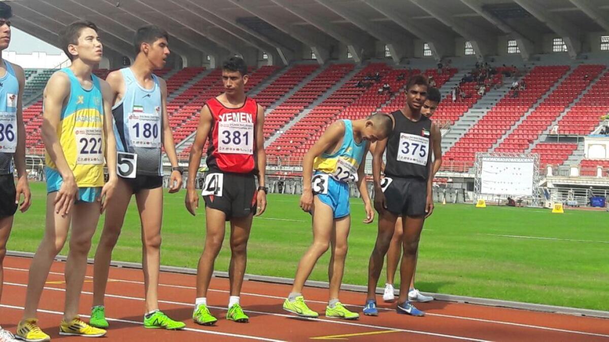 Khaled Khalil (No 375) during an Asian Junior Athletics meet.