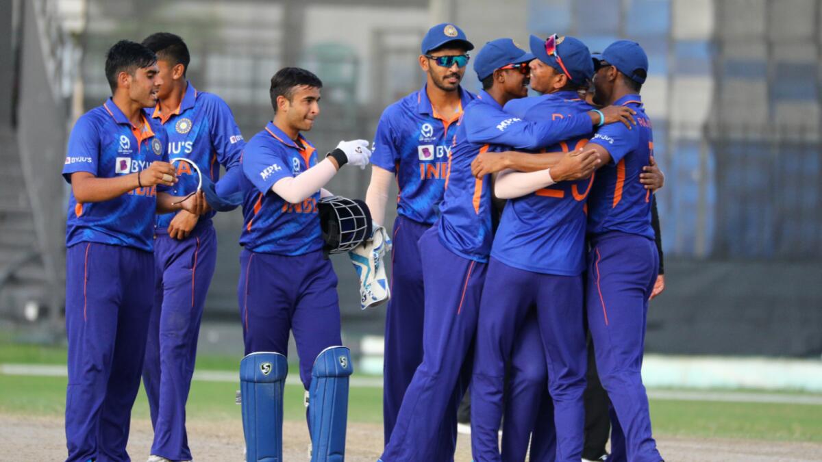 Indian players celebrate a wicket. (Asian Cricket Council Twitter)