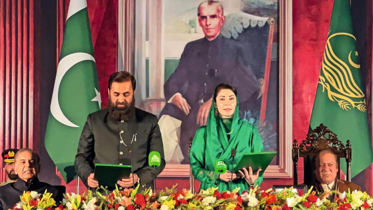 Governor Punjab Muhammad Balighur Rehman administered oath to the newly-elected Chief Minister of Punjab province Maryam Nawaz Sharif during a ceremony at the Governor’s House in Lahore.