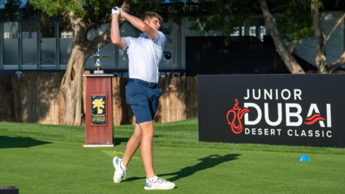 Left hander Joe Jones (Wales), winner of the 2023 Junior Dubai Desert Classic in action last year on the Majlis Course at Emirates Golf Club. - Supplied photo