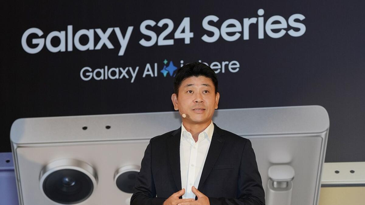 DooHee Lee, President of Samsung Gulf Electronics, speaks at the S24 launch. — Supplied photo