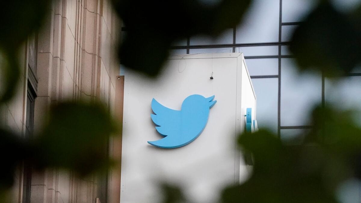 A sign at Twitter headquarters is shown in San Francisco on Dec. 8, 2022. — AP