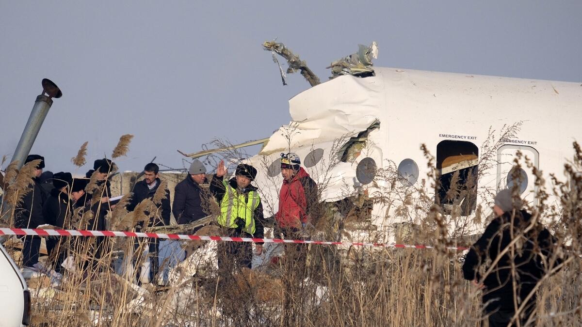 Footage showed the front of the broken-up fuselage rammed a house and the rear of the plane lying in the field next to the airport.