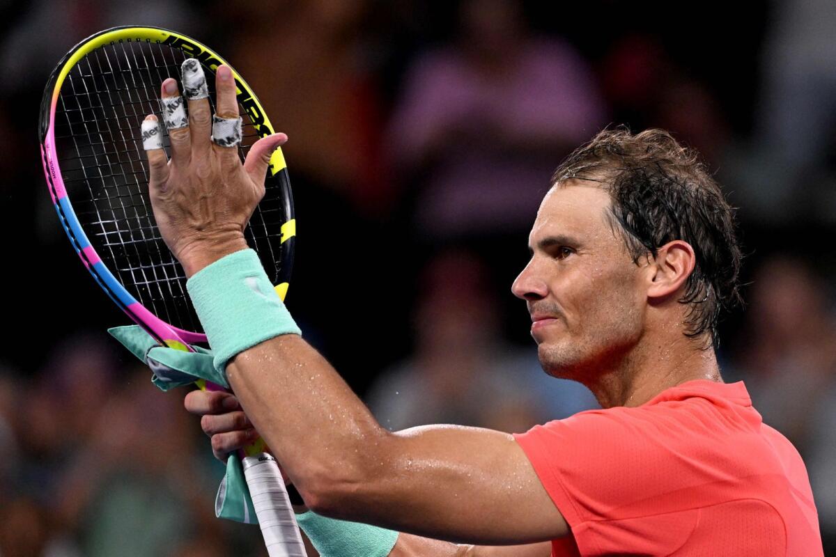 Rafael Nadal celebrates his victory over Jason Kubler at the Brisbane International. — AFP