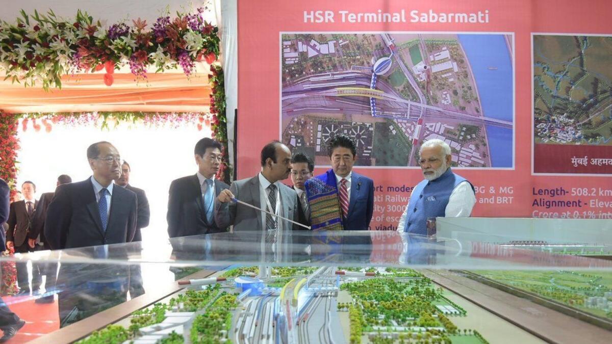 Prime Minister Narendra Modi and Japanese Prime Minister Shinzo Abe inaugurated India's high speed rail project in 2017.