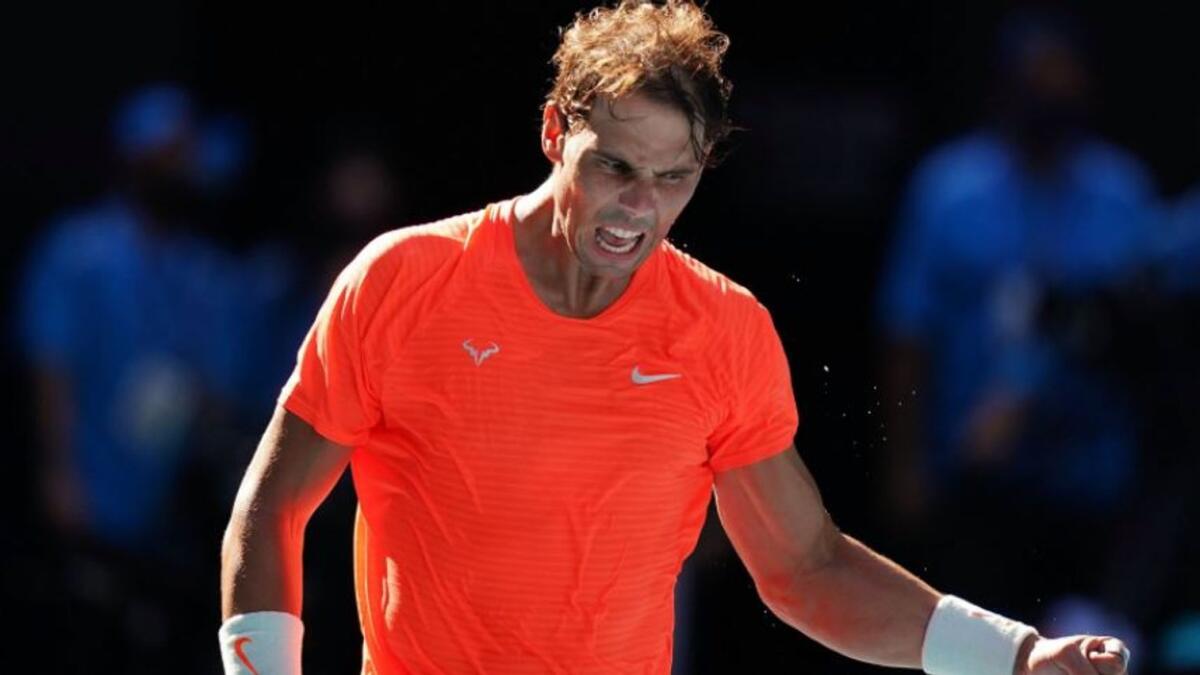 Rafael Nadal celebrates his win on Tuesday. (Australian Open Twitter)