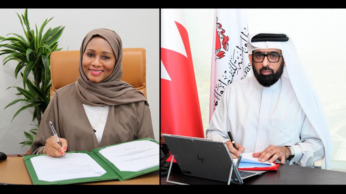 Dr Tarifa Alzaabi, acting director-general of ICBA, and Nasser Sultan Al Suwaidi, CEO of NOGA.