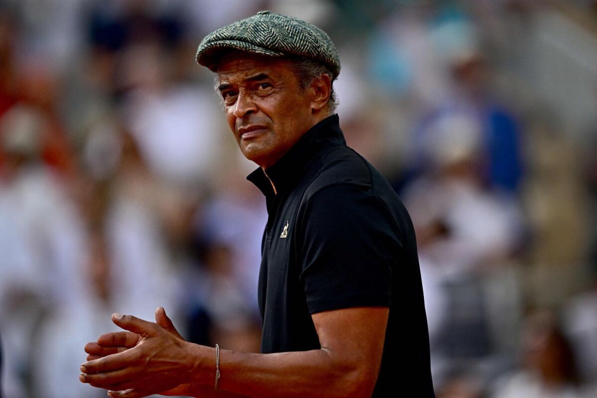 Former French tennis player Yannick Noah at the Court Philippe-Chatrier in Paris. Yannick Noah was appointed as captain of the men's French tennis team for the upcoming Paris 2024 Paralympics Games. - AFP