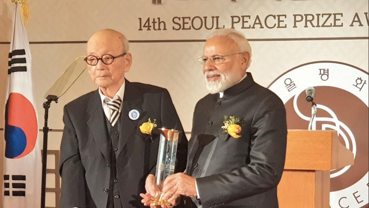 Indian PM Modi receives Seoul Peace Prize for 2018