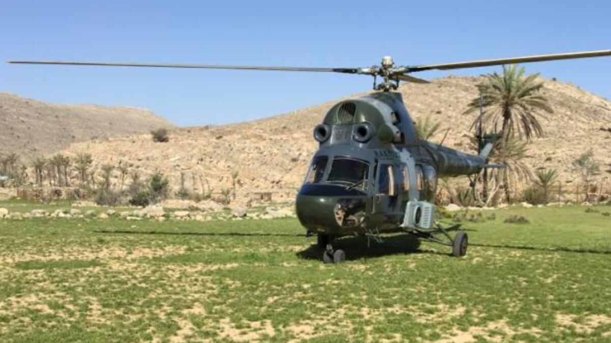 Emirati trekkers, helicopter,  UAE mountain