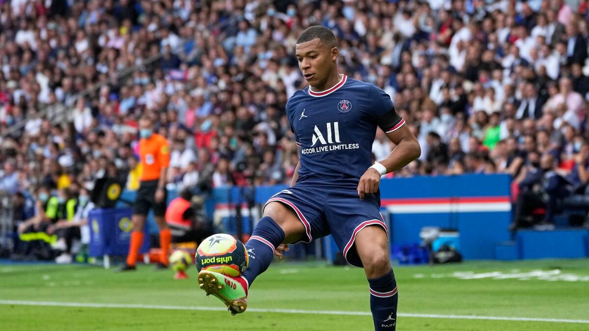 PSG's Kylian Mbappe in action during the French League One match against Clermont.— AP