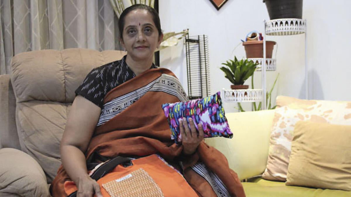 ALL FOR GOOD: Shambavi with some of the products crafted by her non-profit community initiative Save Scrap & Sew
