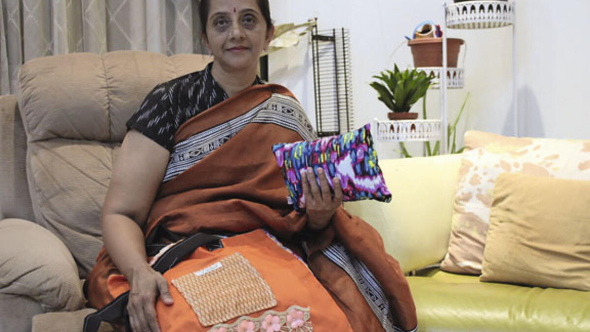 ALL FOR GOOD: Shambavi with some of the products crafted by her non-profit community initiative Save Scrap & Sew