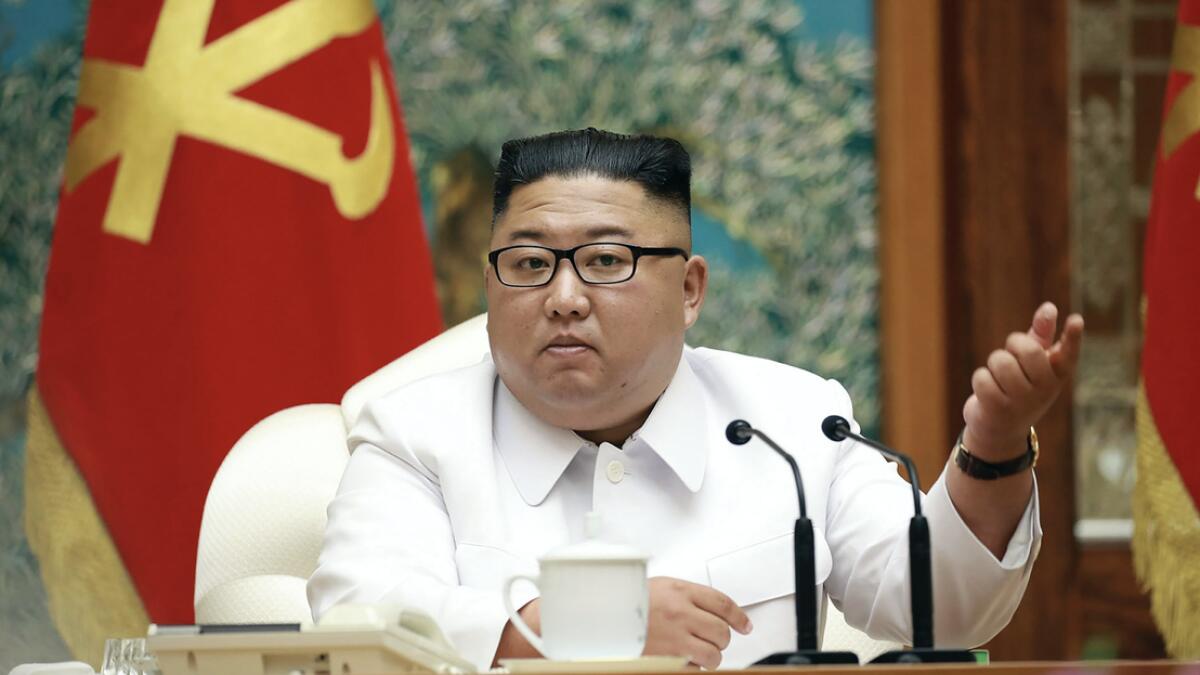 In this photo provided by the North Korean government, North Korean leader Kim Jong Un attends an emergency Politburo meeting in Pyongyang, North Korea. Independent journalists were not given access to cover the event depicted in this image distributed by the North Korean government. Photo: AP