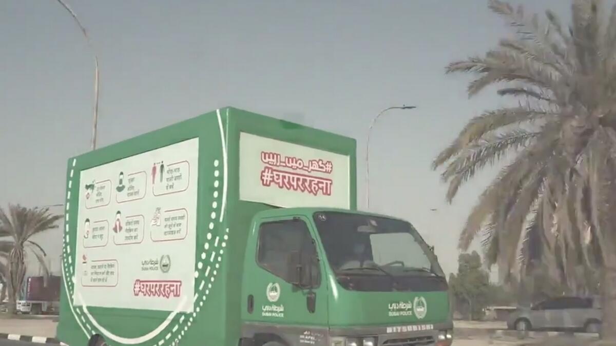 Combating coronavirus, covid19, Dubai Police, new green trucks, stay safe, Covid-19