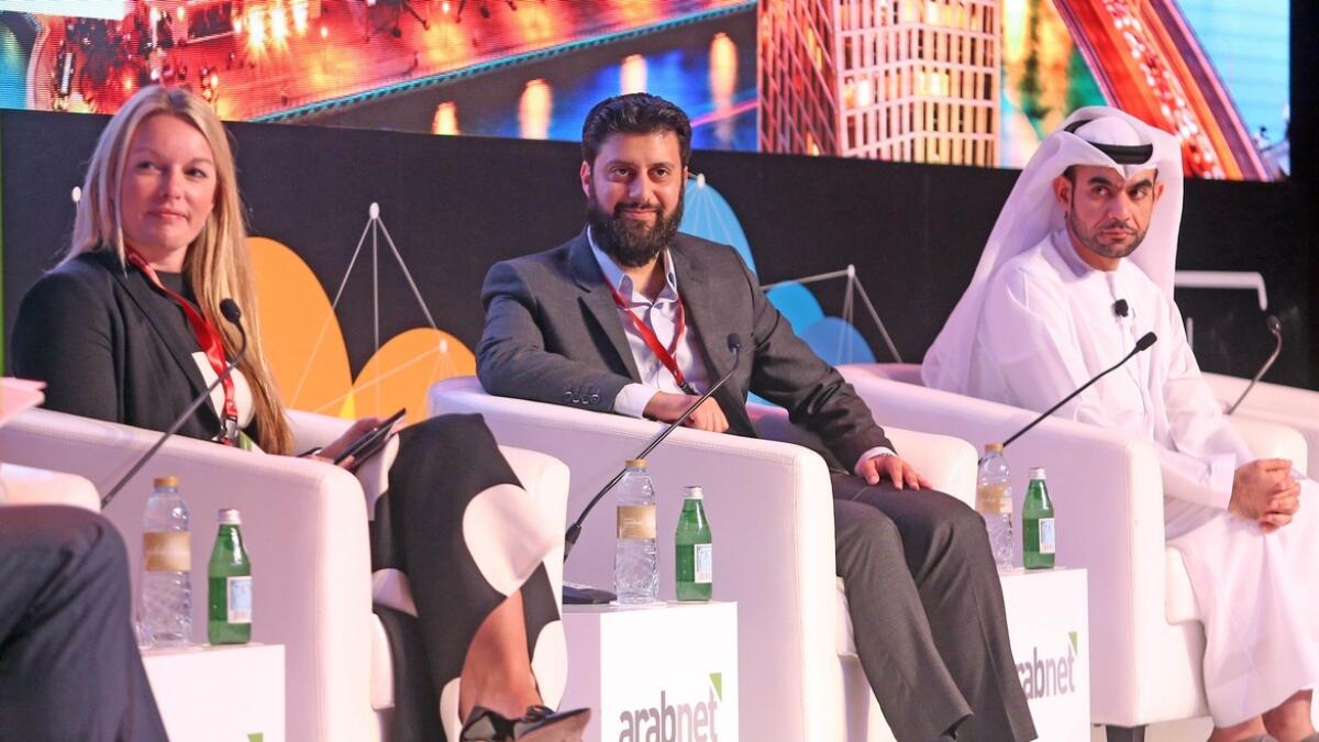 Heather Sharp, director, Economics, KPMG; Wael Nafee, vice-president of Product, Careem; and Younus Al Nasser; at a panel discussion at the summit.